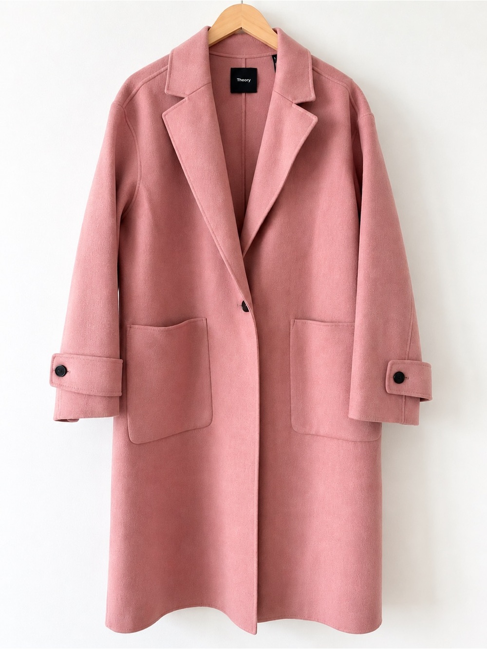THEORY Easy One Button Coat Winsome 2 Dark Rose Wool Cashmere Large NWT